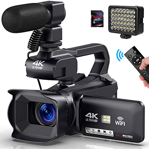 Videocámara Videocámara 4K, cámara de video Auto Focus Vlogging Cámara para YouTube 64MP 60FPS WiFi Webcam 4