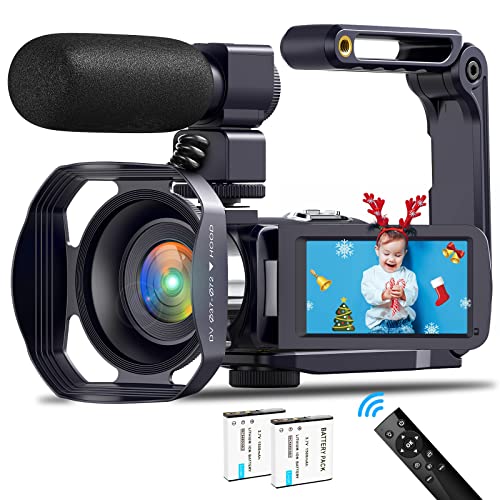 Videocámara Videocámara 4K Ultra 48MP 18X Zoom digital Videocámara WiFi IR Visión nocturna Vlogging Cámara para YouTube Cámara de pantalla táctil HD de 3,0 pulgadas con micrófono externo, estabilizador y control remoto