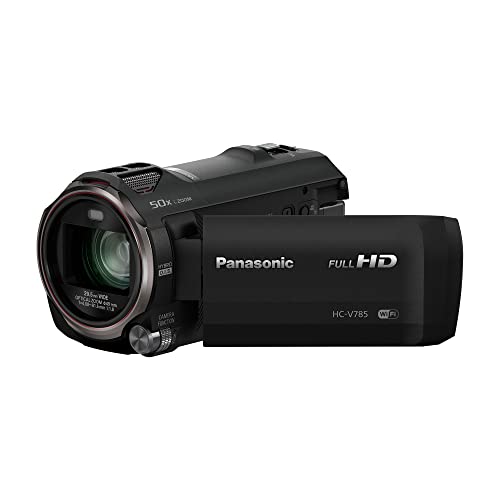 Videocámara con cámara de video Panasonic Full HD, zoom óptico 20X, sensor BSI de 1/2,3 pulgadas, captura HDR, teléfono inteligente Wi-Fi HC-V785 (negro)