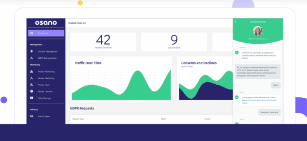 Osano-izin-yönetim-platform-ekran görüntüsü