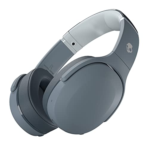 Skullcandy Crusher Evo - Auriculares inalámbricos Bluetooth para colocar sobre las orejas para iPhone y Android con micrófono, 40 horas de duración de la batería, tecnología de graves extra, lo mejor para música, escuela, entrenamiento y juegos, gris