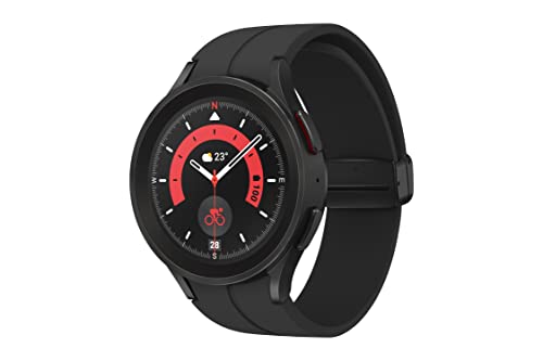 SAMSUNG Galaxy Watch Pro 5 45 mm LTE Smartwatch mit Körper-, Gesundheits-, Fitness- und Schlaf-Tracker, verbessertem Akku, Saphirkristallglas, GPS-Routenverfolgung, Titanrahmen, US-Version, Schwarz