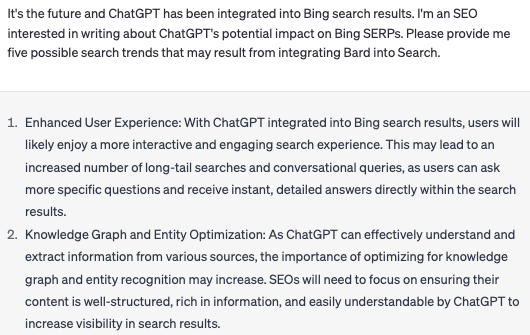 Previsioni ChatGPT per l'esempio futuro