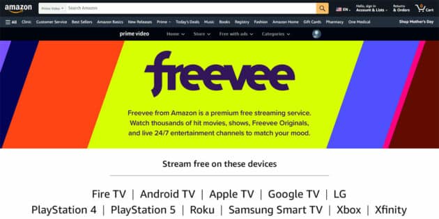 Amazon Freevee - 전반적으로 최고의 멀티 플랫폼 영화 앱