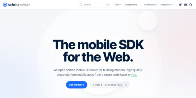 ionicframework.com لقطة شاشة