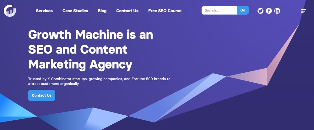 Capture d'écran du site Web de Growth Machine