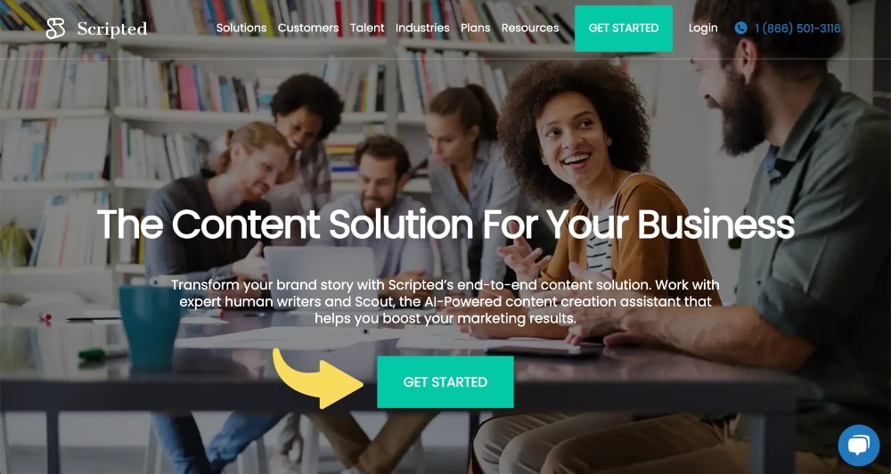 Capture d'écran du site Web scénarisé