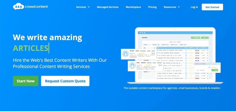 Capture d'écran du site Web Crowd Content