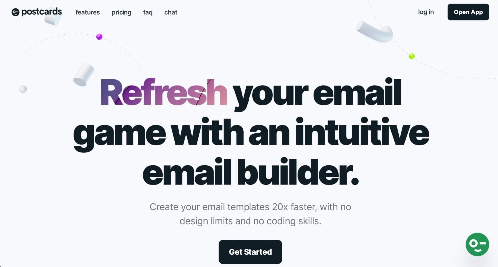 Screenshot der Website von Postcards by Design Modo