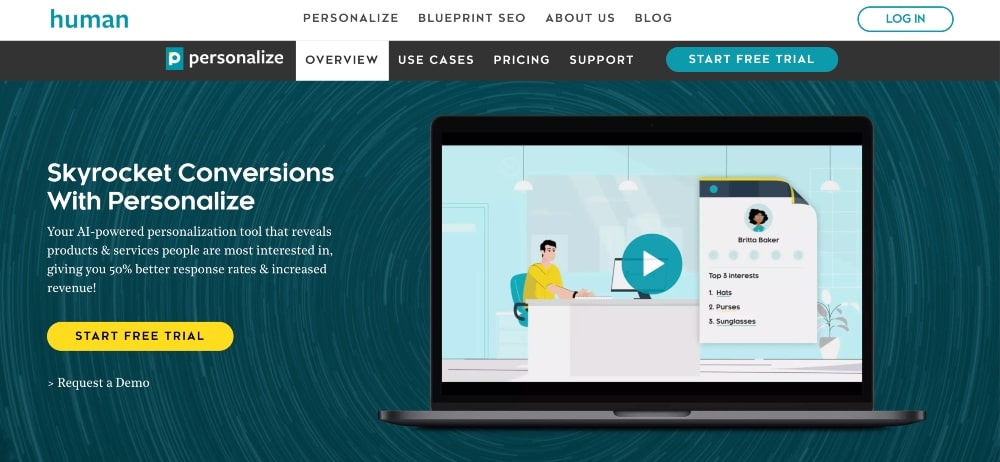 Screenshot der Website personalisieren