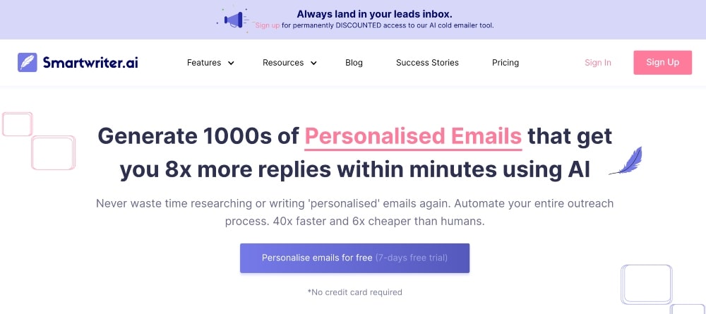 Screenshot der Website Smartwriter.ai