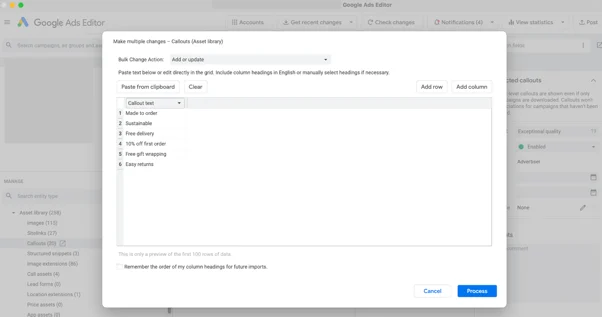 configuración de activos de texto destacado de anuncios de Google