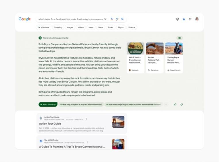 Noua IA generativă de căutare (SGE) pe Google