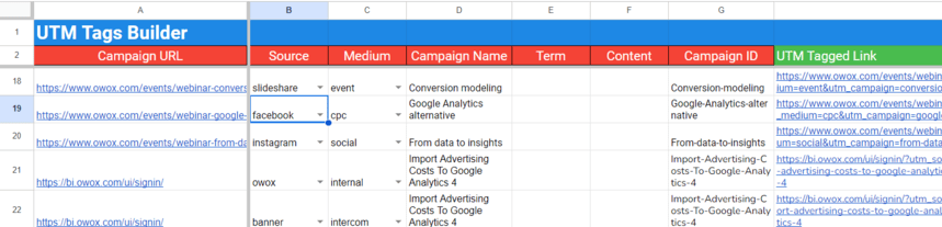 Constructor OWOX UTM