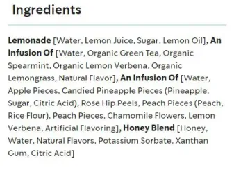 Ingrédients du Medicine Ball pour commander le médecine ball sur l'application starbucks