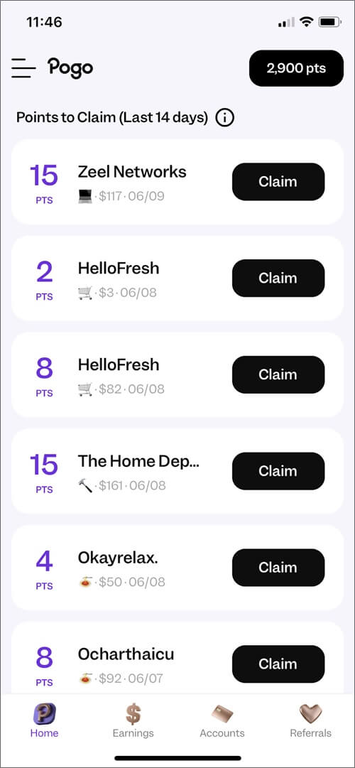 ポゴポイントを請求可能