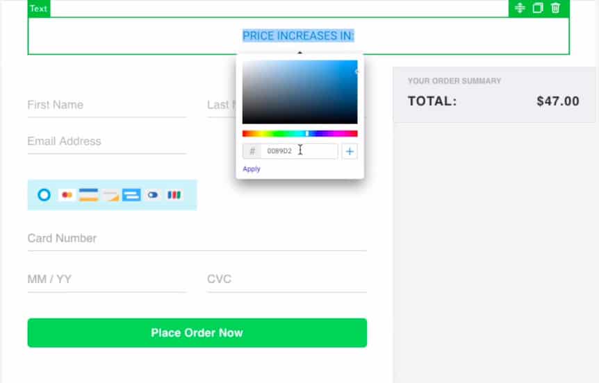 Esempio uno del generatore di pagine di destinazione SamCart