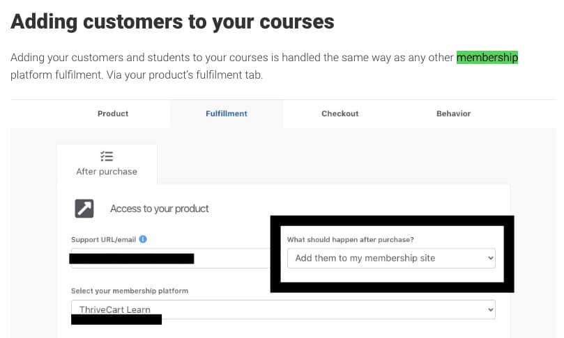 Esempio uno di adempimento del prodotto ThriveCart