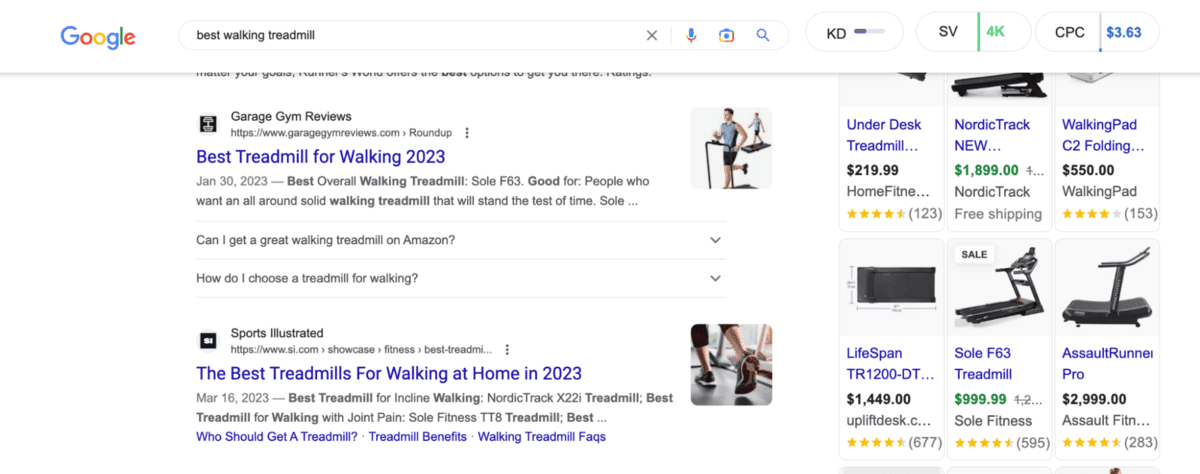 ผลการค้นหา Google สำหรับ "ลู่วิ่งที่ดีที่สุด"