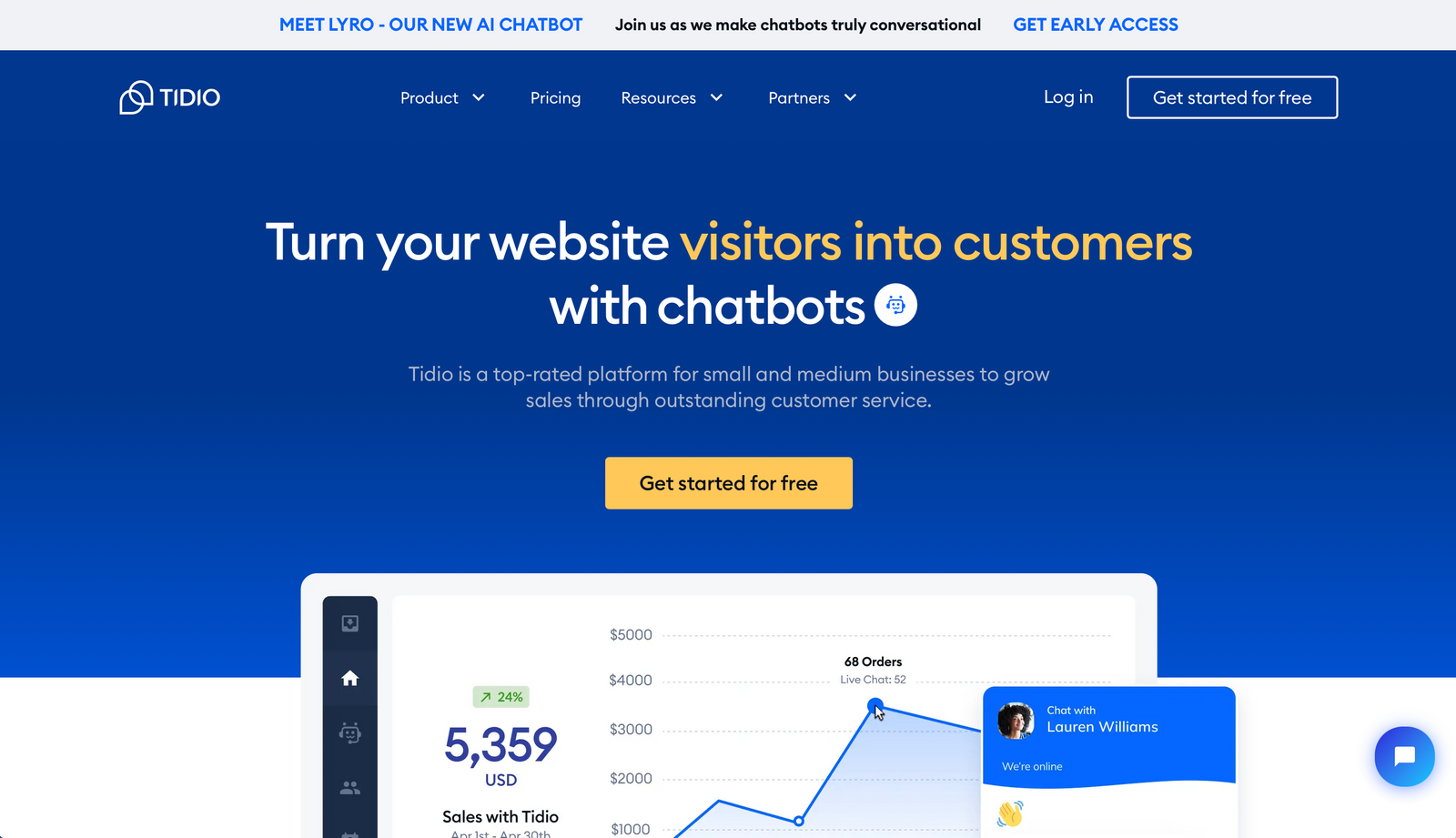 Tidio - أفضل تطبيقات الدردشة المباشرة للموقع