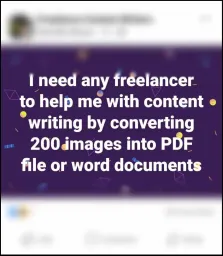 Konvertieren von Bildern in Texte oder Dokumente für Betrüger in Facebook-Gruppen