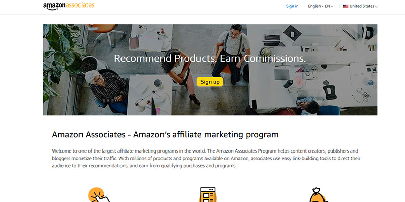 Pagina degli affiliati Amazon
