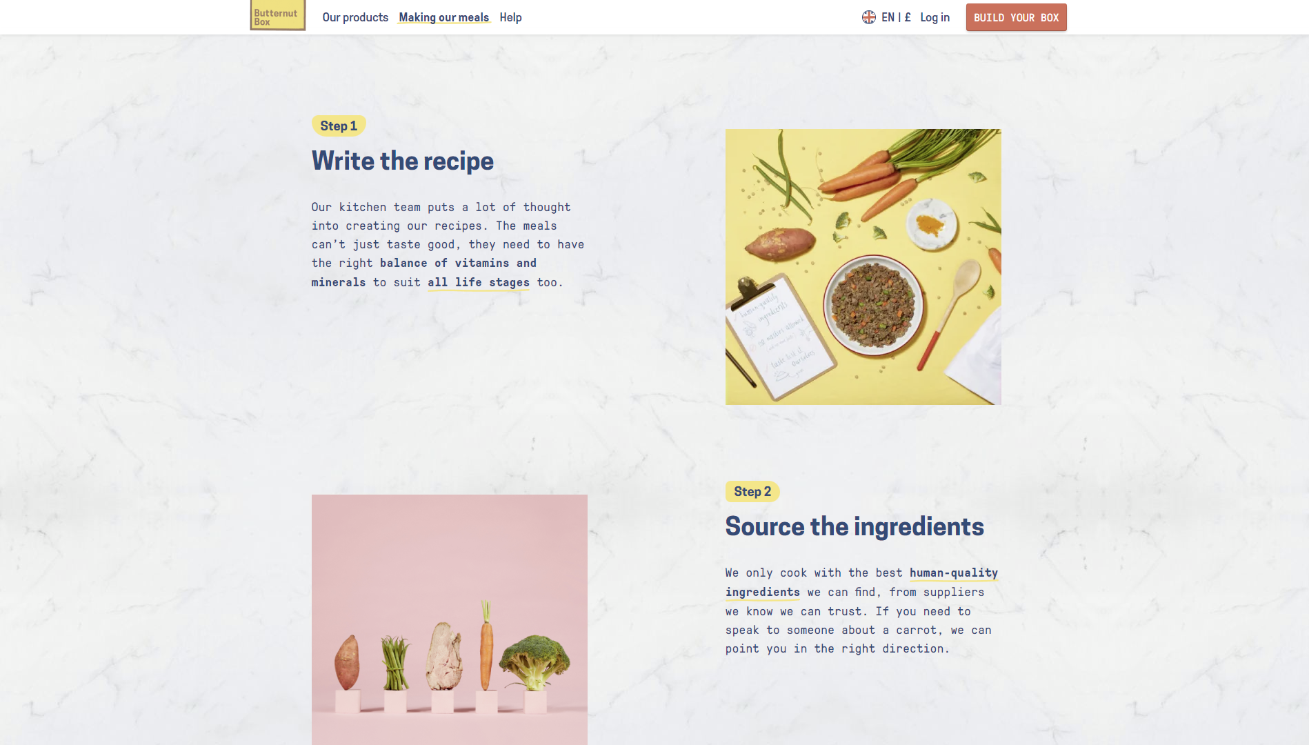 B utternut Box 的屏幕截圖顯示了逐步烹飪過程