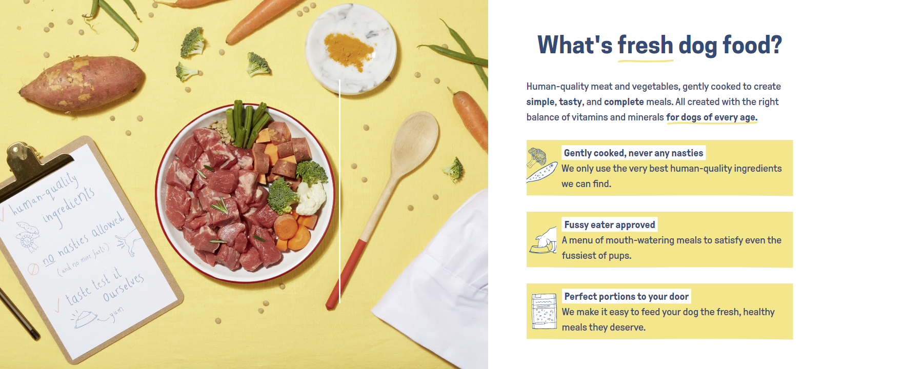 Butternut Box 的屏幕截圖解釋新鮮狗糧