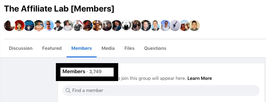 Esempio uno della base di membri di Affiliate Lab