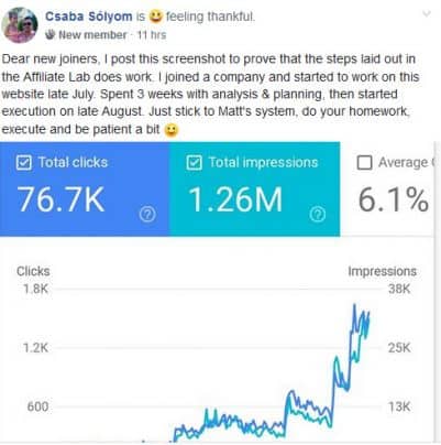 La storia di successo di Affiliate Lab, esempio otto