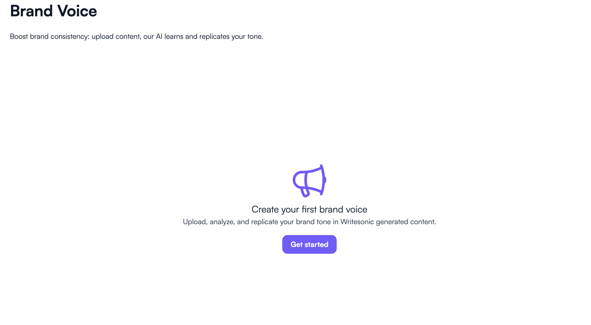 Fonctionnalité de voix de marque Writesonic - Exemples de voix de marque