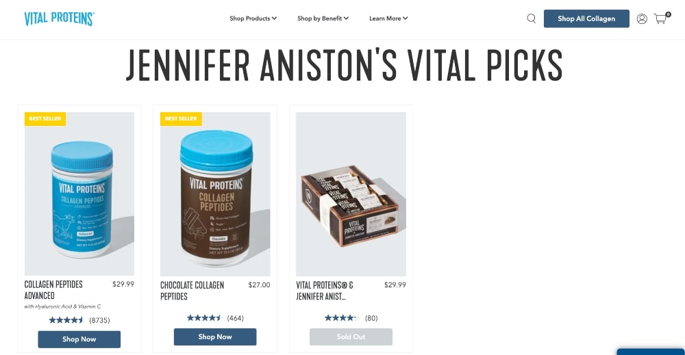 Raccomandazioni Vital Proteins di Jennifer Aniston