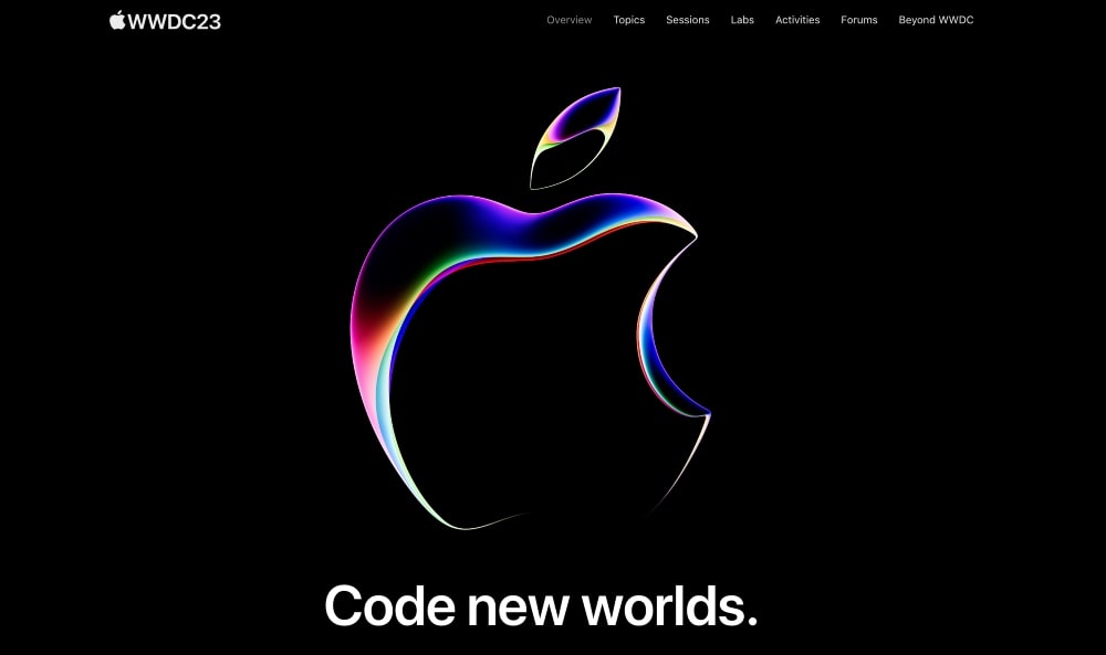 screenshot della pagina dell'evento WWDC di Apple