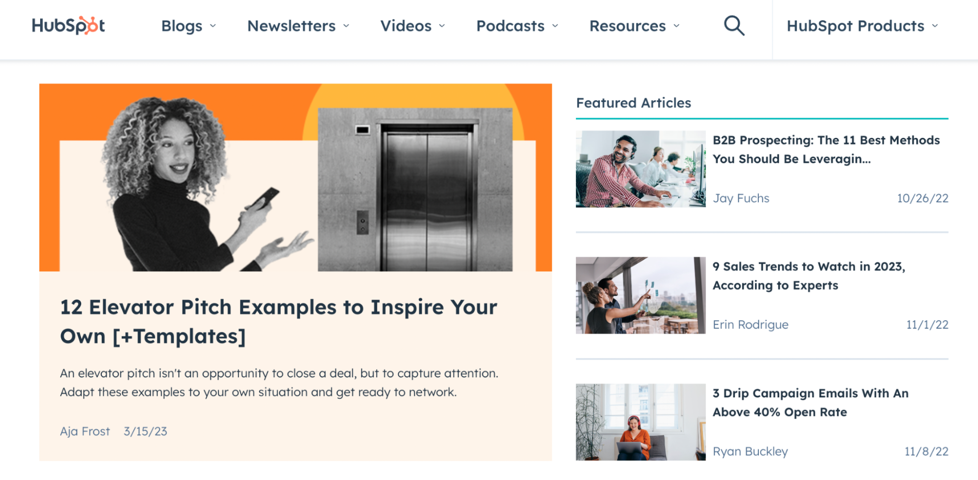 Hubspot 網站截圖