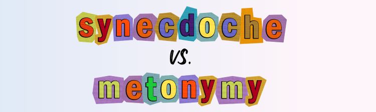 Farbige Buchstaben, die Synekdoche und Metonymie buchstabieren