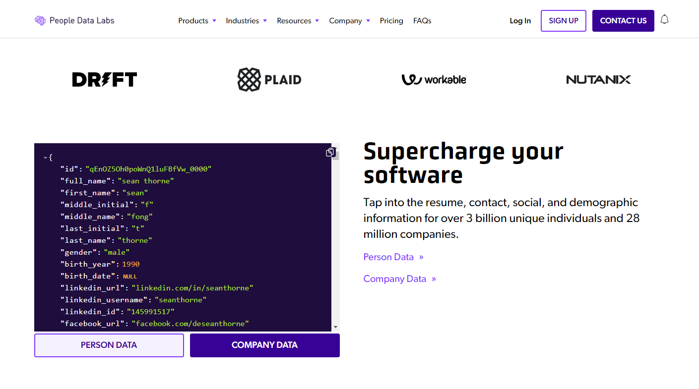 peopledatalabs 界面