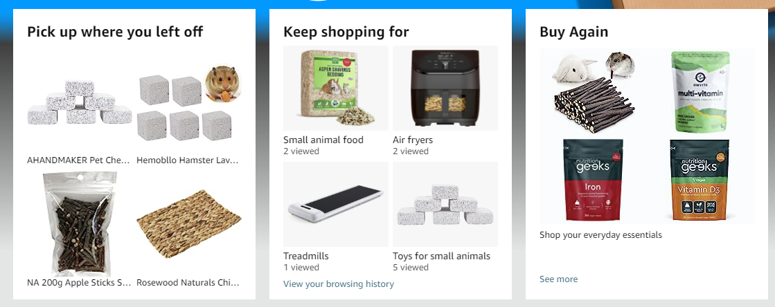 亞馬遜首頁截圖