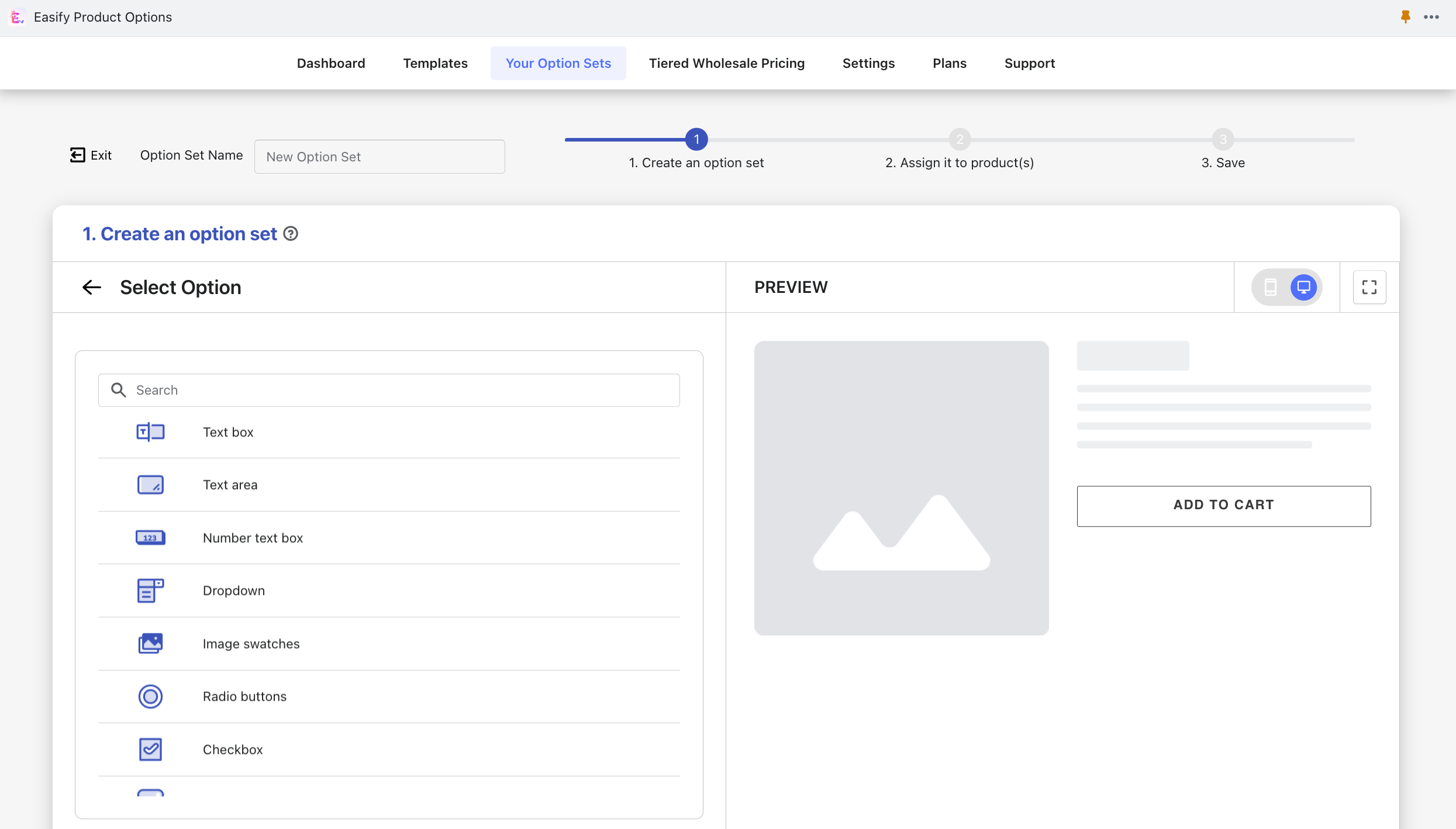 shopify opțiuni de produse