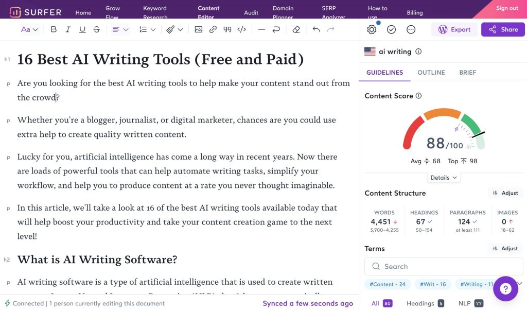 サーファーSEOユーザーインターフェイス