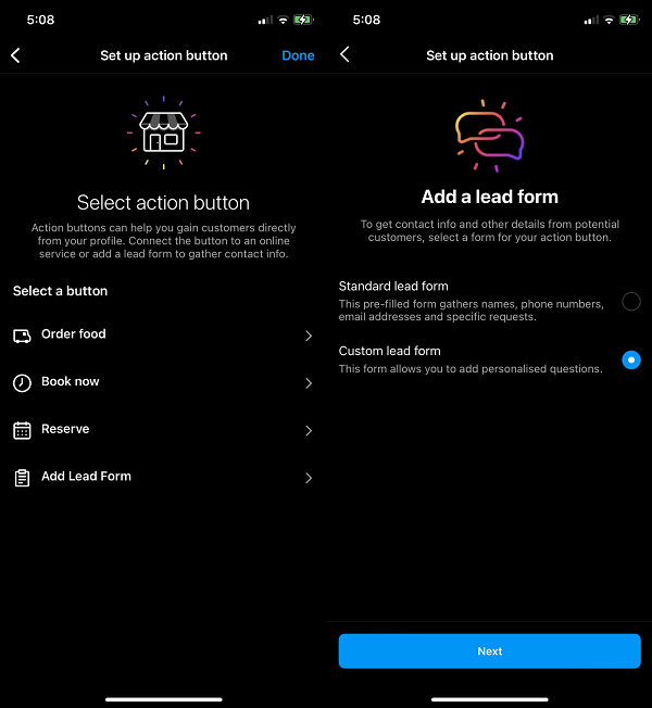 Formulare de lead-uri Instagram