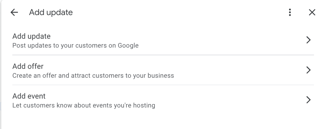 ประเภทของ Google โพสต์