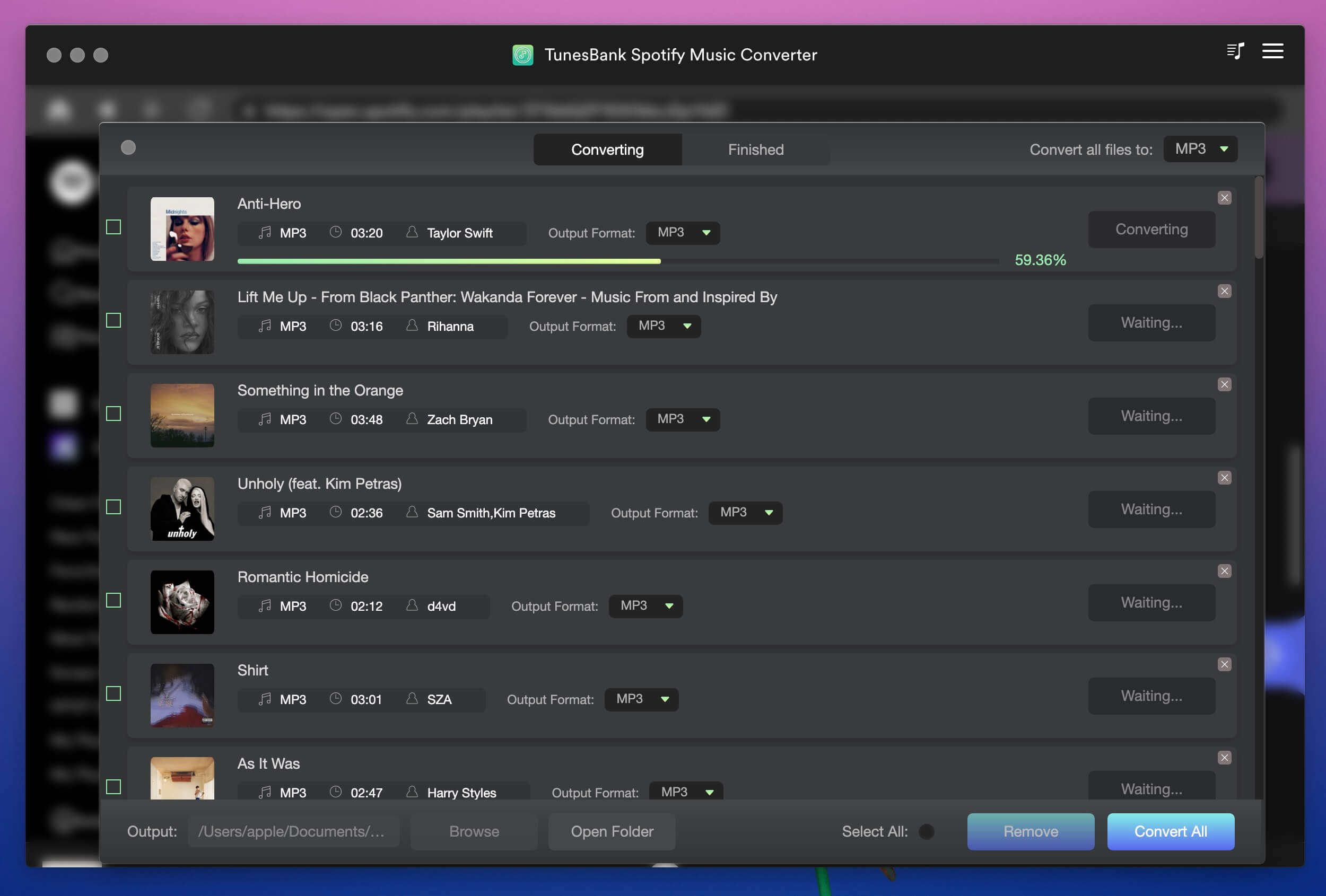 歌曲和播放列表转为 MP3