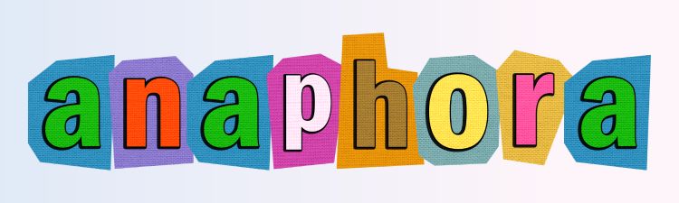 anaphore énoncée dans des graphiques de lettres de couleur