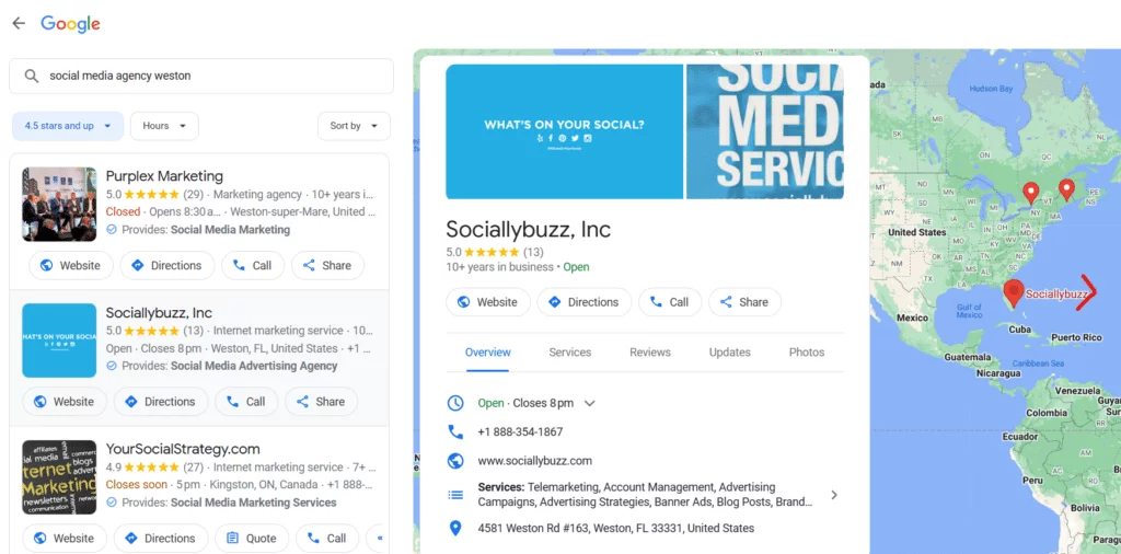Sociallybuzz Profilul companiei Google pe Google Maps