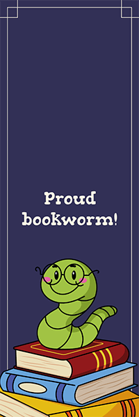 Lesezeichen-Design-Generator mit einer niedlichen Bücherwurm-Grafik