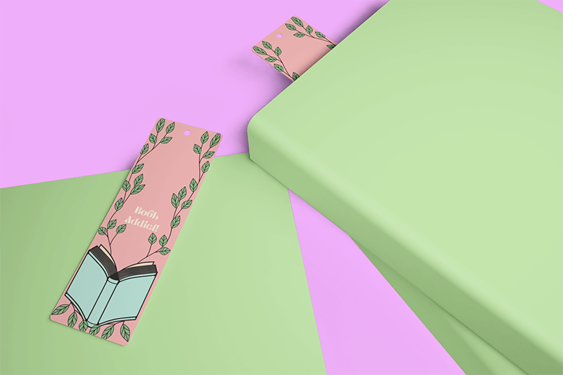 Modell eines Werbelesezeichens mit einem farbigen, benutzerdefinierten Buch