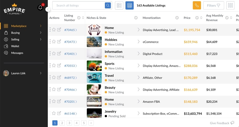 Daftar blog niche Empire Flipper