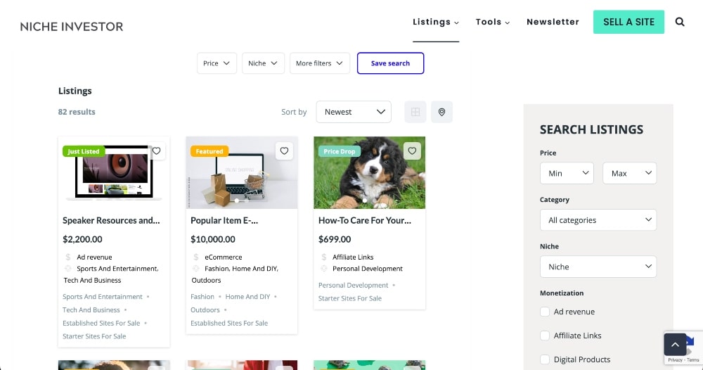 Niche Investor daftar blog untuk dijual