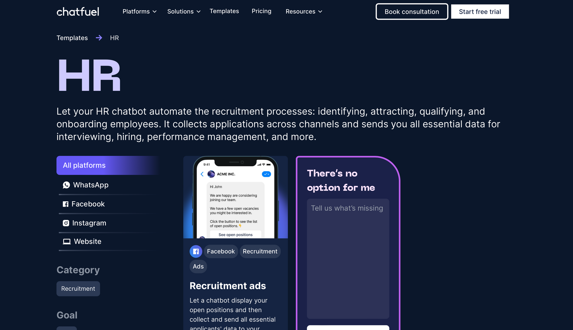 Chatfuel - chatboty HR
