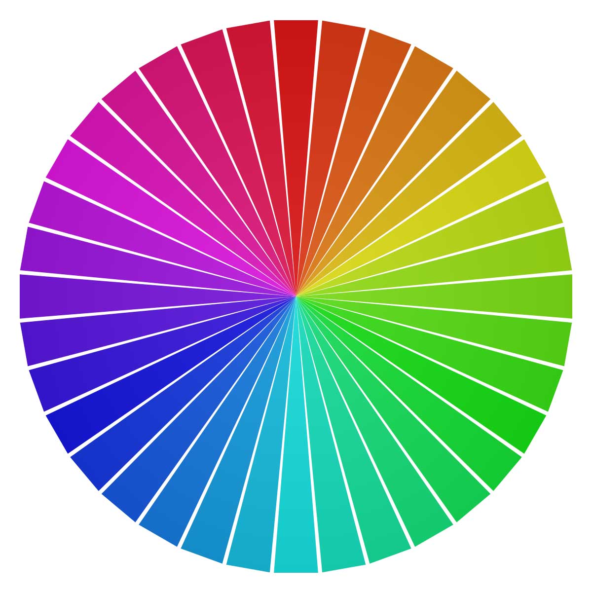roue chromatique avec 36 mélanges différents des couleurs principales.